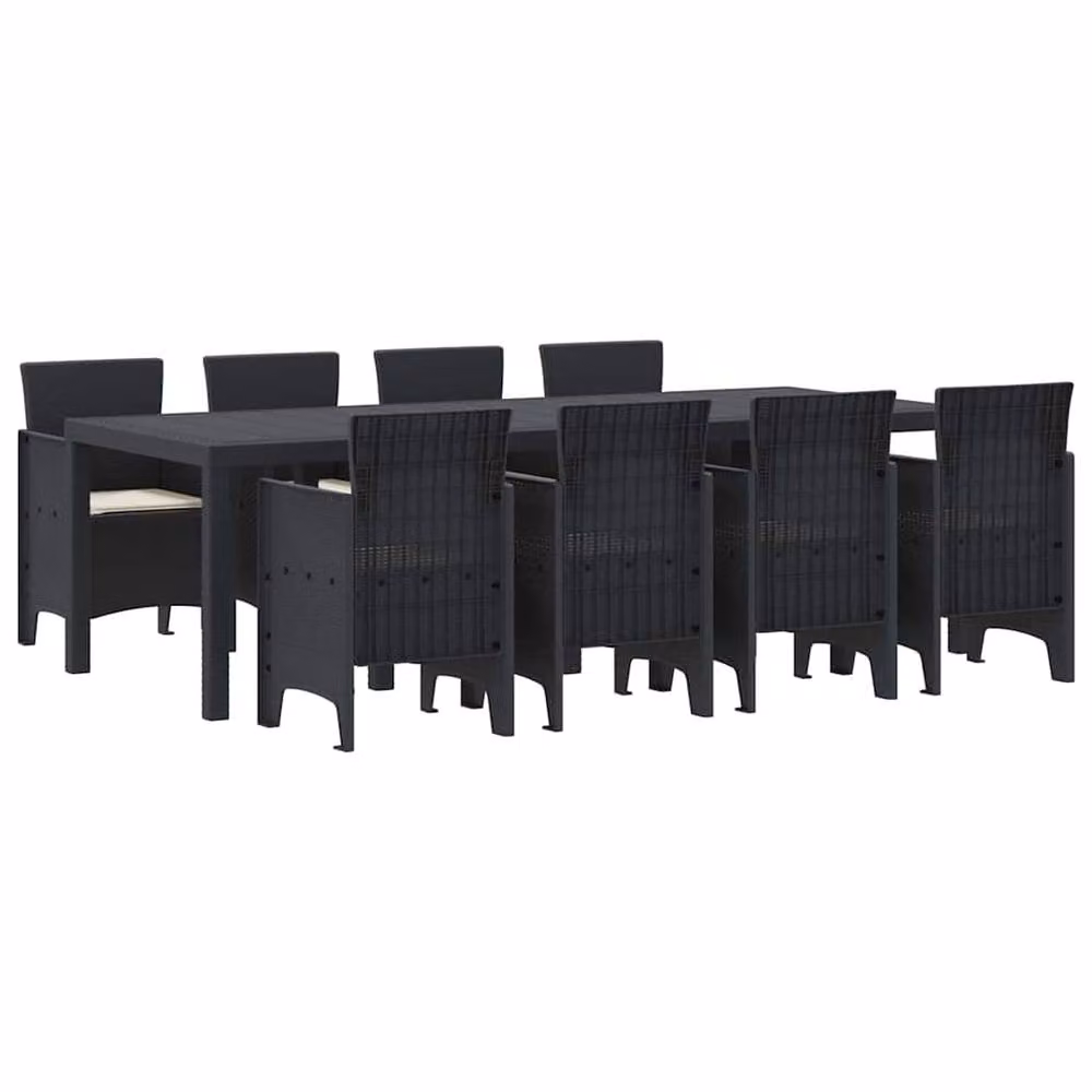 Berkfield Home Modern 9 Piece Anthracite Poly Rattan Garden Dining Set with Cushions – 2