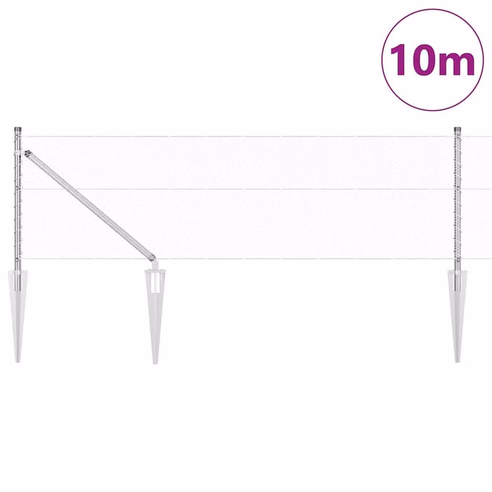 Berkfield Home Hexagon In-Ground Fence, Galvanised Steel, Silver, H: 60 cm x W: 10 m – 2