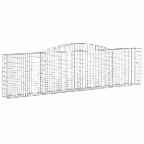 vidaXL Arched Gabion Baskets, 3 Piece Set, Silver Galvanised Steel, W: 400 cm, D: 30 cm, H: 100/120 cm