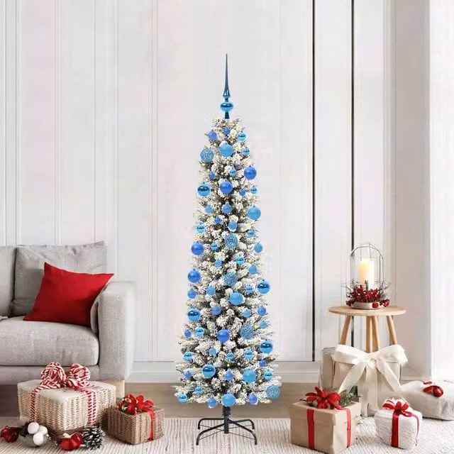 Berkfield Home Artificial Christmas Tree in Green, White and Black, Height: 180 cm