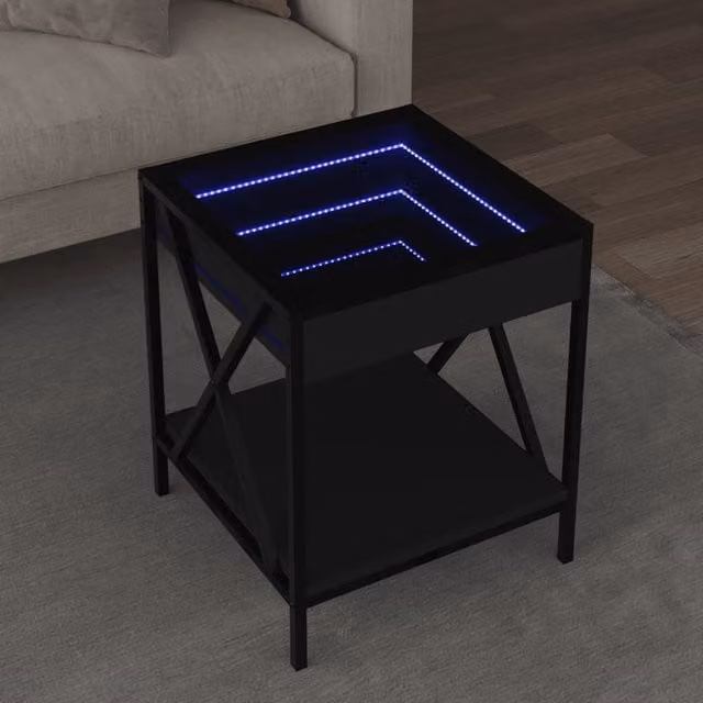 Berkfield Home Infinity LED Coffee Table, Black, W/D/H: 40 x 40 x 49 cm – 1