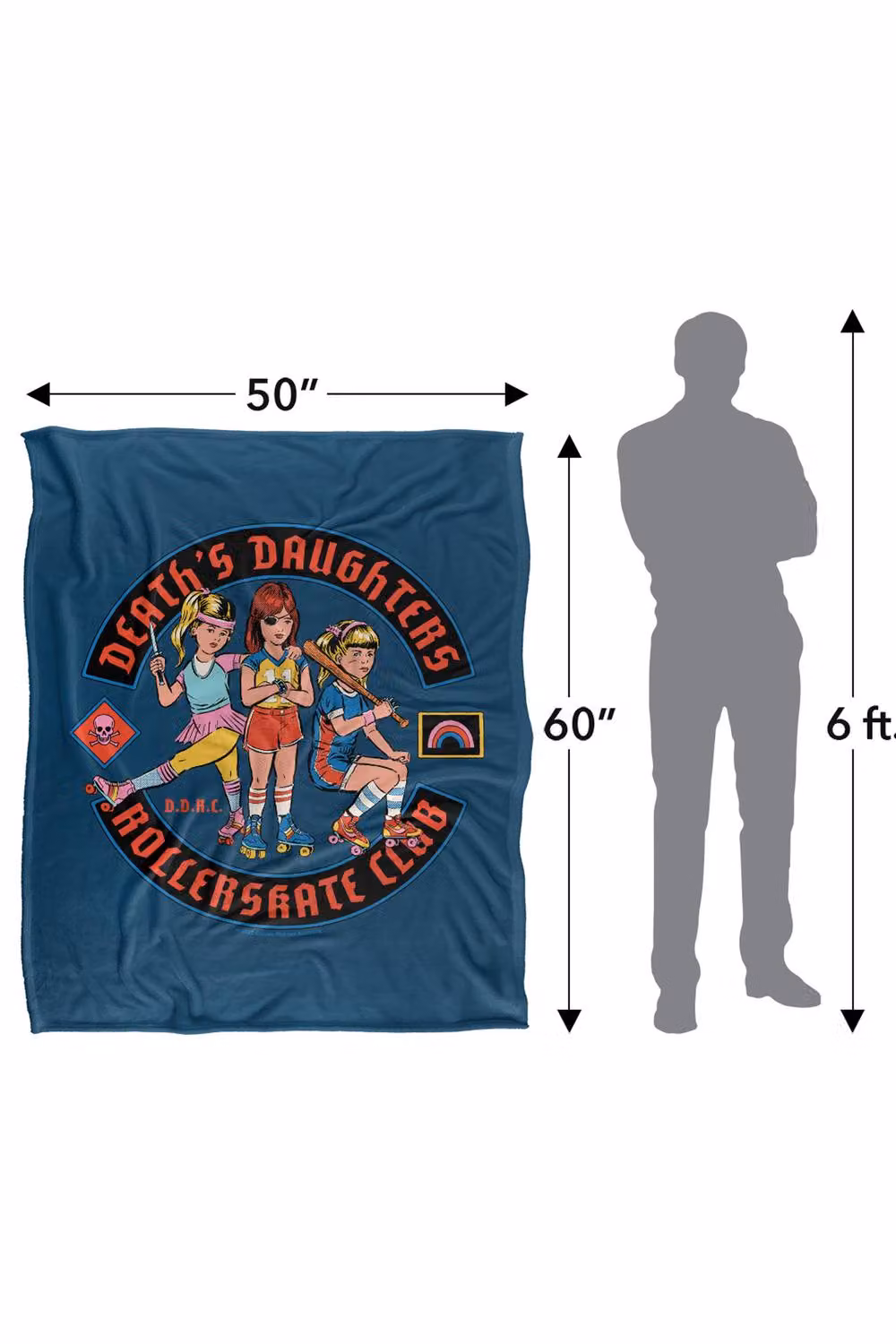 Steven Rhodes D.D.R.C. Death Daughters Rollerskate Club Multicolour Fleece Throw Blanket W/D/H: 91 x 147 cm – 3