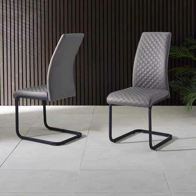 Julian Bowen Set of 4 Xavier Upholstered Cantilever Dining Chairs in Grey and Black