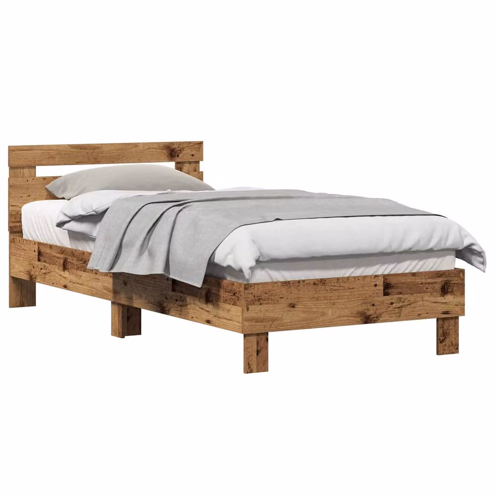 Berkfield Home Old Wood Bed Frame in Brown, Engineered Wood, W/D/H: 203 x 95 x 70 cm – 2