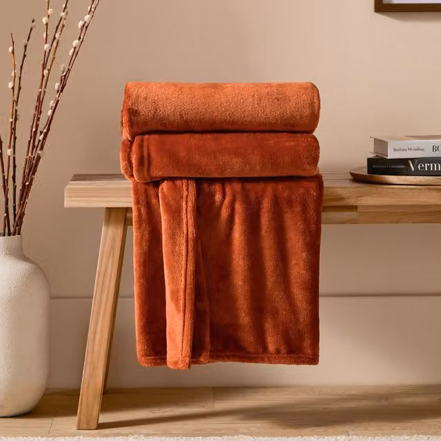 Furn Harrow Fleece Throw in Orange/Rust, W/D/H: 140 x 180 cm – 1