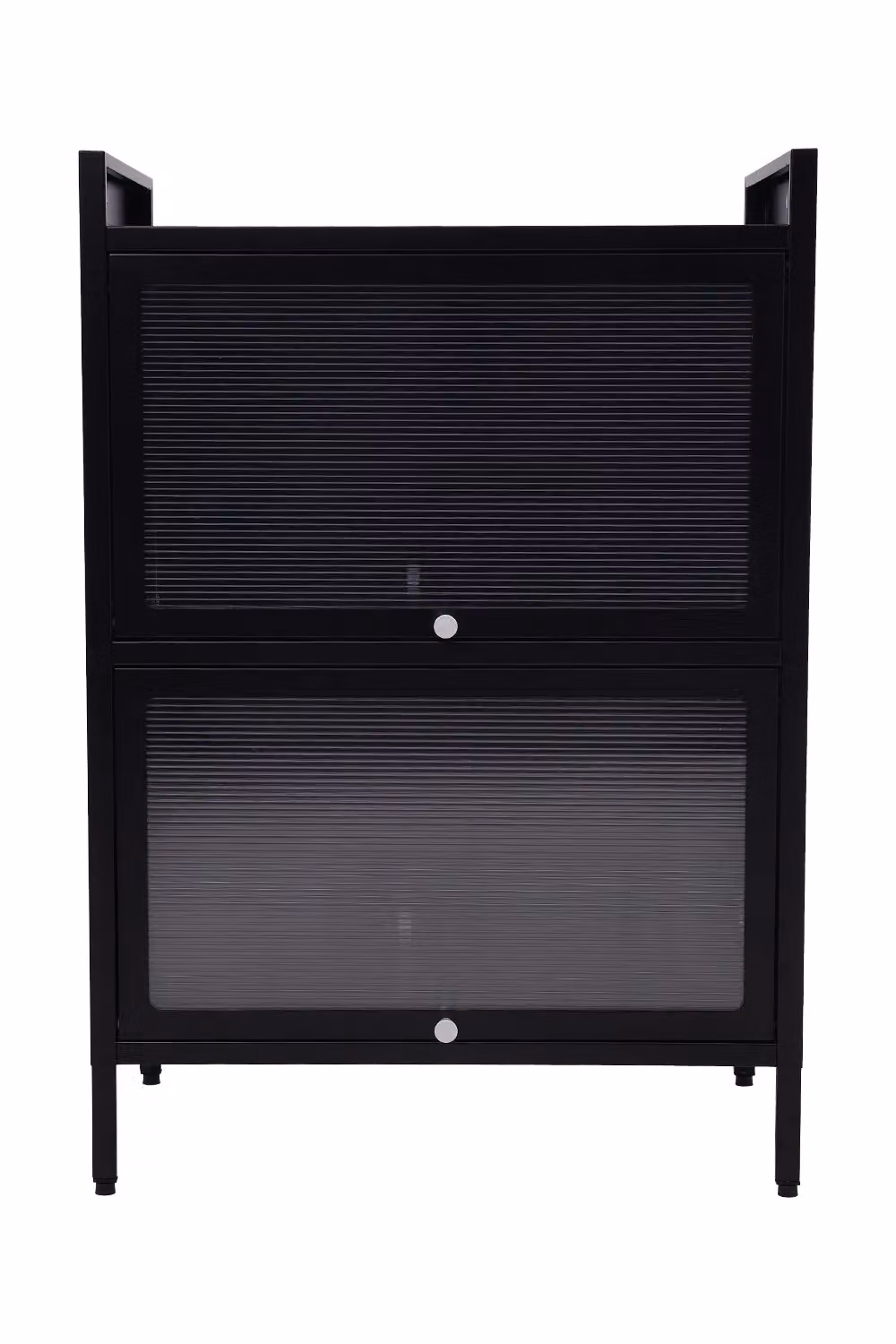 Living and Home Black Matt Metal File Cabinet with Transparent Glass Doors – 2