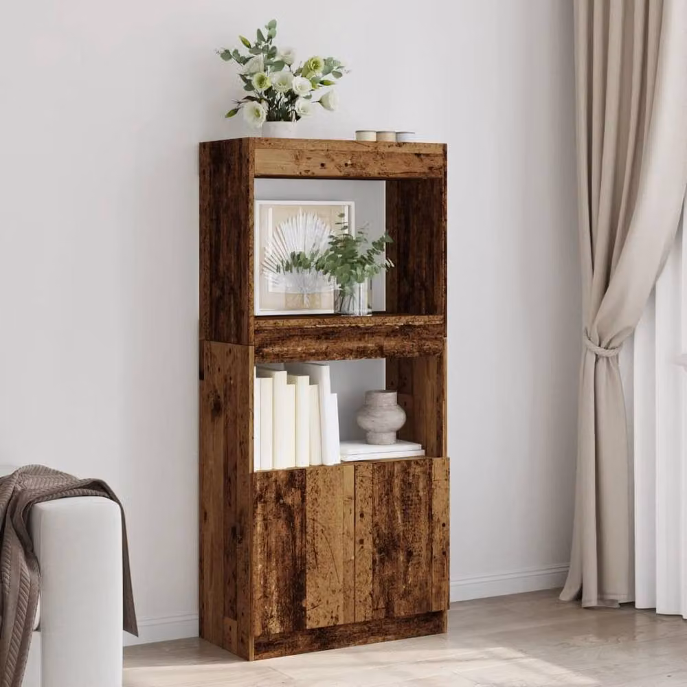 Berkfield Home Old Wood Highboard in Brown, W/D/H: 63 x 33 x 140 cm – 3