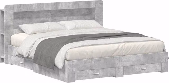 Berkfield Home Modern Bed Frame with Storage Drawers in Grey, 200 x 200 cm