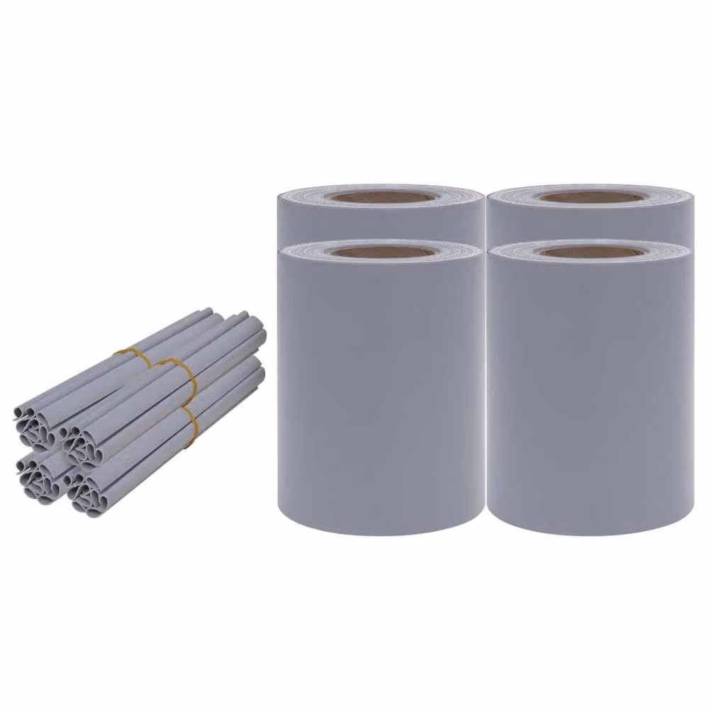 Berkfield Home Garden Privacy Screen Set of 4, Matte Light Grey PVC and Metal, 35 x 0.19 m – 2