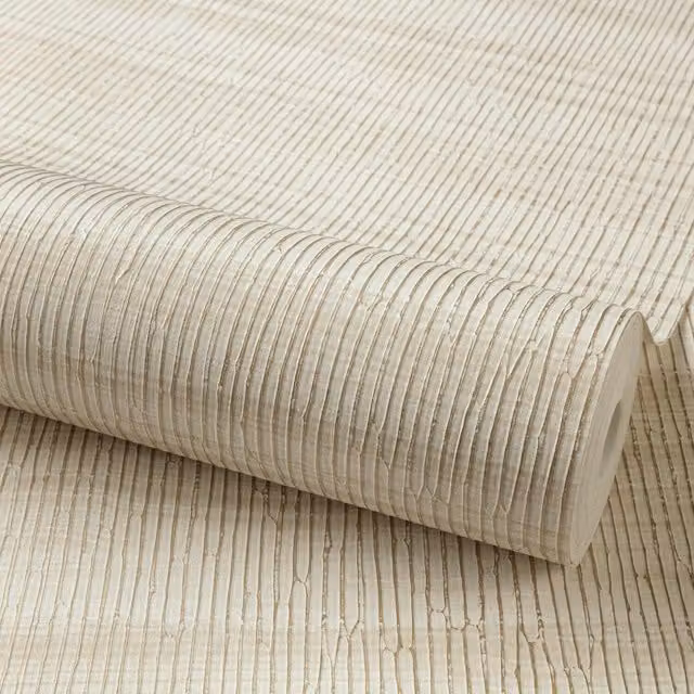 Grandeco Boutique Zebrano Metallic Wave Embossed Wallpaper in Beige and Gold