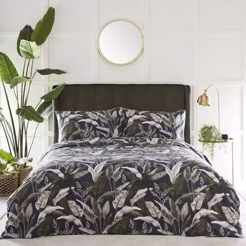 Portfolio Home Olive Botanicals Floral Green Duvet Cover and Pillowcase Set, W/D/H: 200 x 200 cm, Pillowcases: 50 x 75 cm – 1
