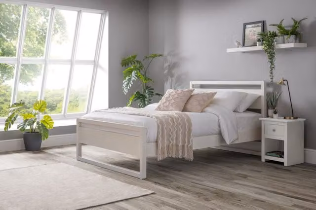Julian Bowen Venice Wooden Bed Frame in White and Grey, W/D/H: 140 x 200 x 100 cm – 3