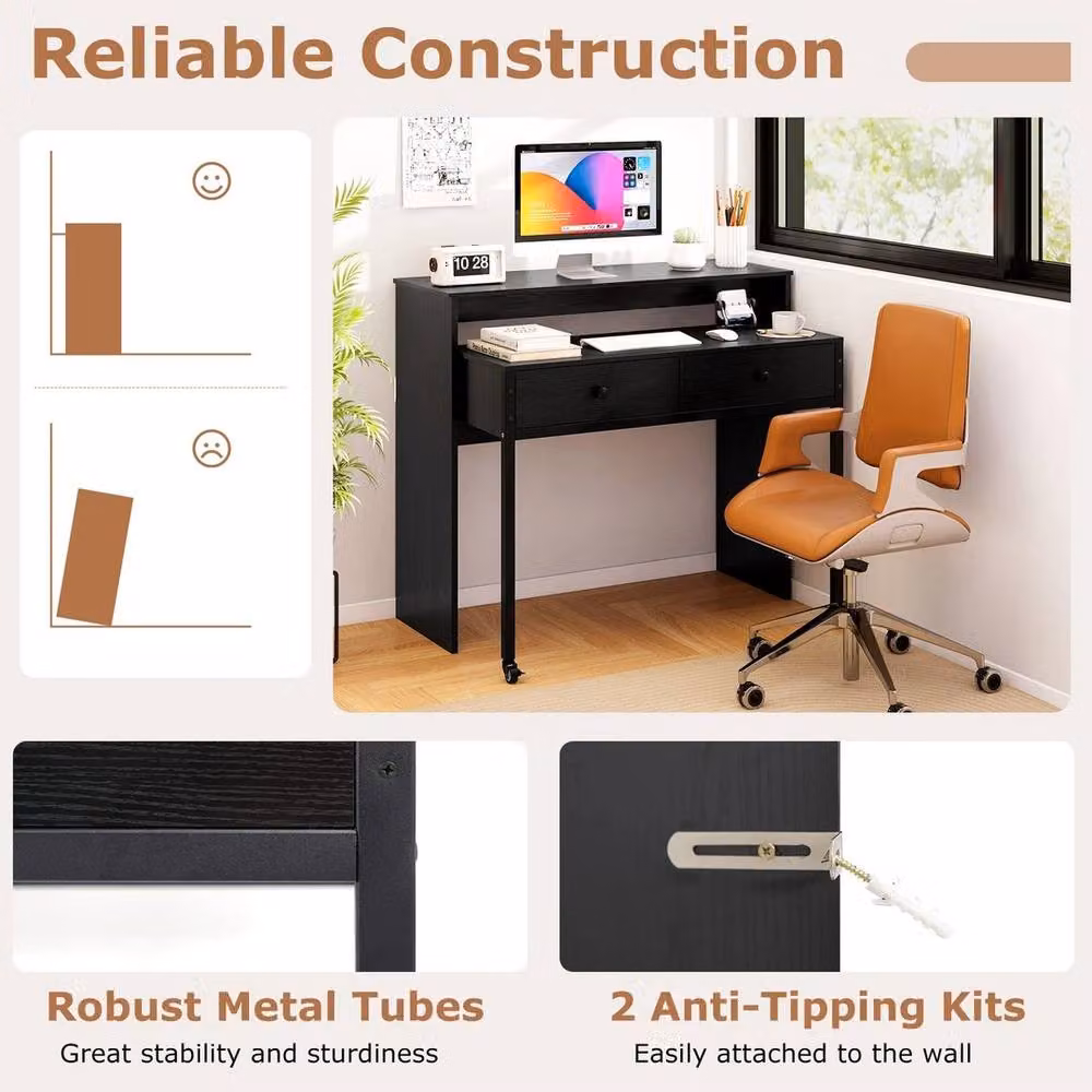 Kelvenix Extendable Modern Home Office Computer Desk in Black – 4