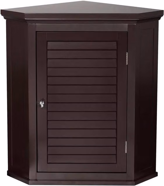 Teamson Home Wooden Bathroom Corner Cabinet Wall Unit in Brown
