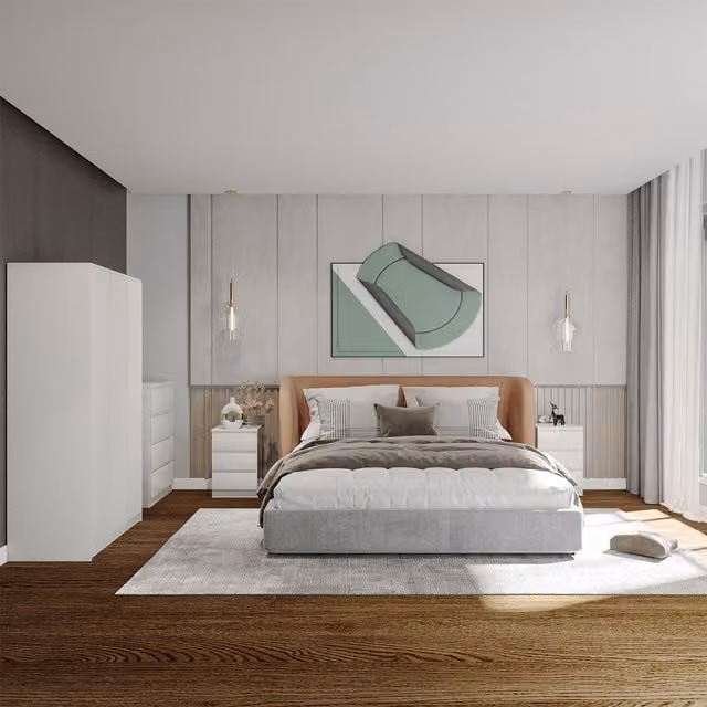 Seconique Malvern 3 Door Wardrobe Bedroom Set in White