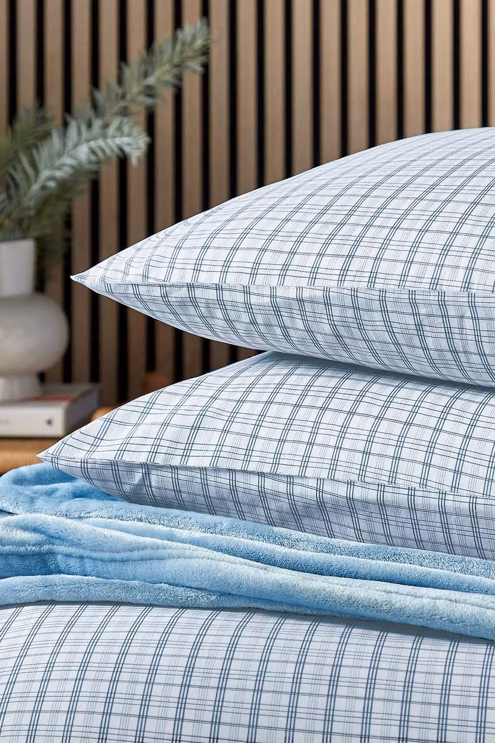 Helena Springfield Tranquil Check Reversible Duvet Cover and Pillowcase Set in Blue, W: 180 cm x D: 200 cm – 4