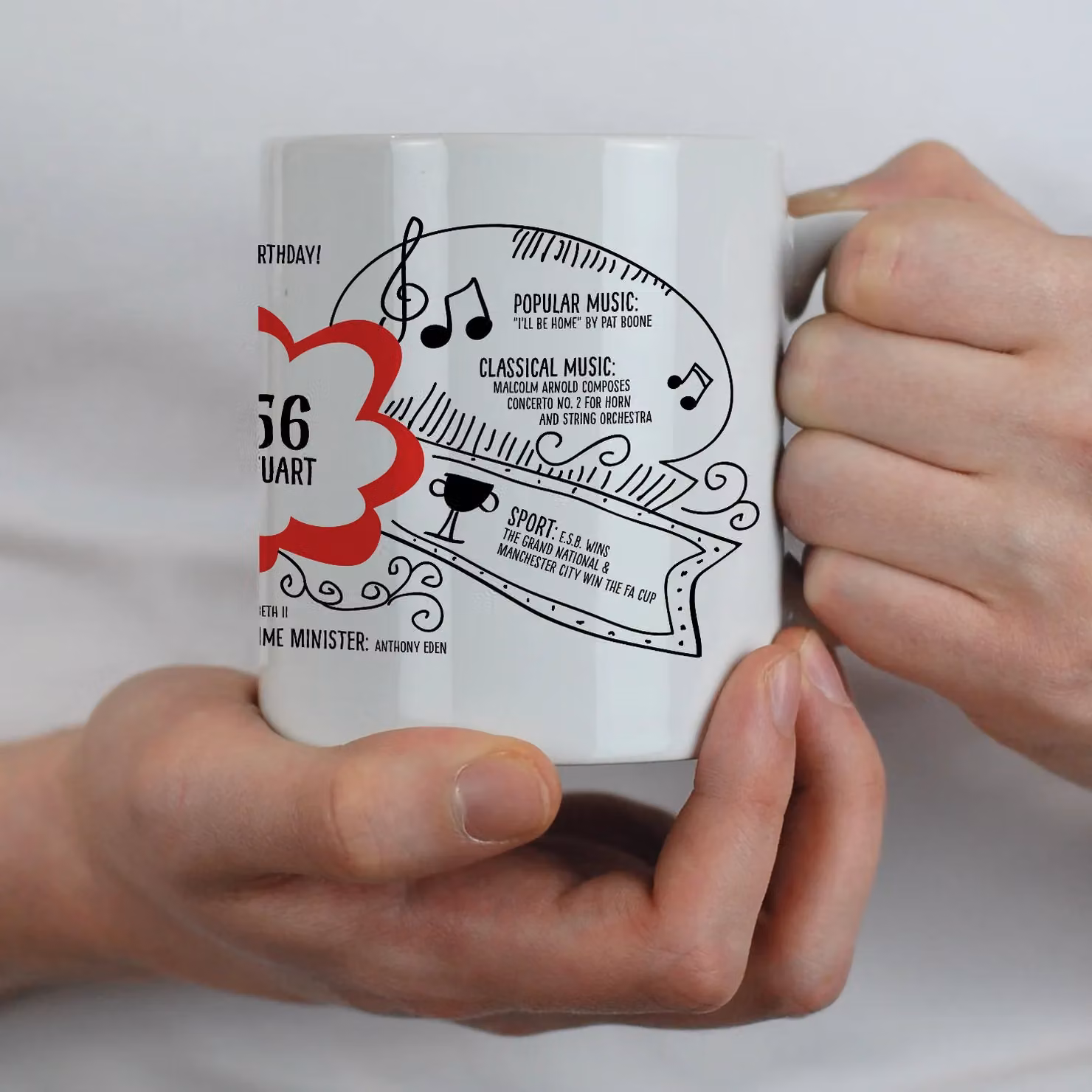 Afewhometruths Personalised 70th Birthday 1956 Milestone Mug in Red and White – 3