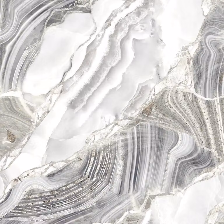 Fresco Agate Marbled Grey and Gold Abstract Wallpaper, Width: 52 cm