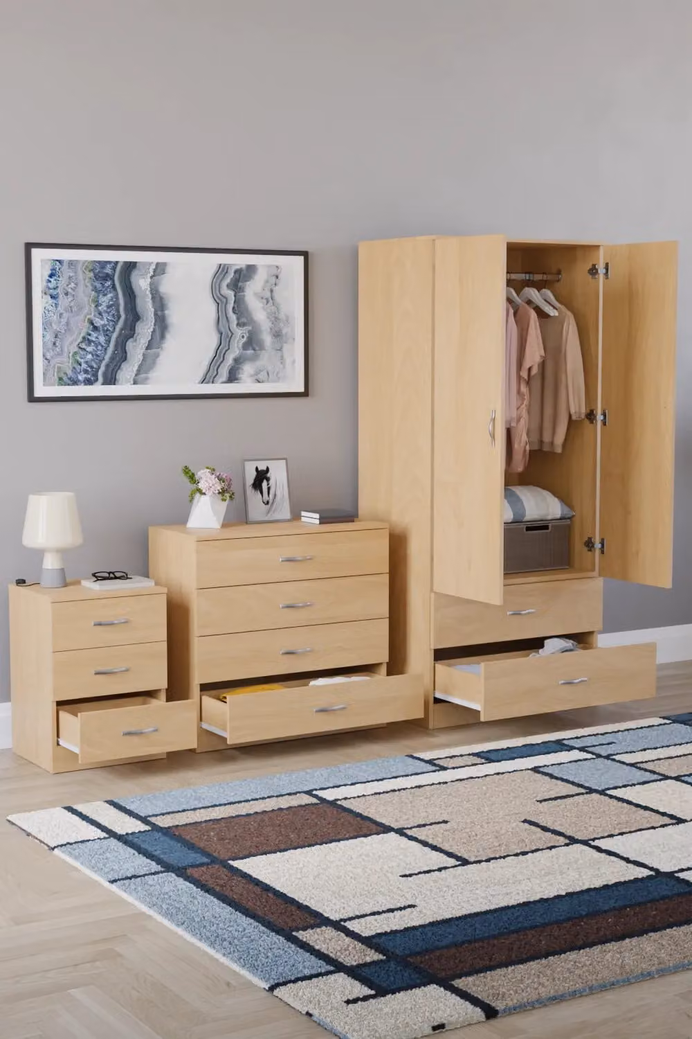 Vida Designs Riano 3 Piece Bedroom Set in Brown and White