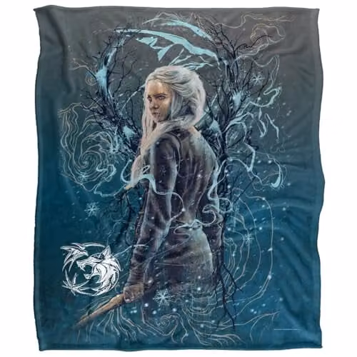 The Witcher Ciri Airbrush Silky Touch Super Soft Fleece Throw Blanket, White, W/D/H: 152 x 127 cm