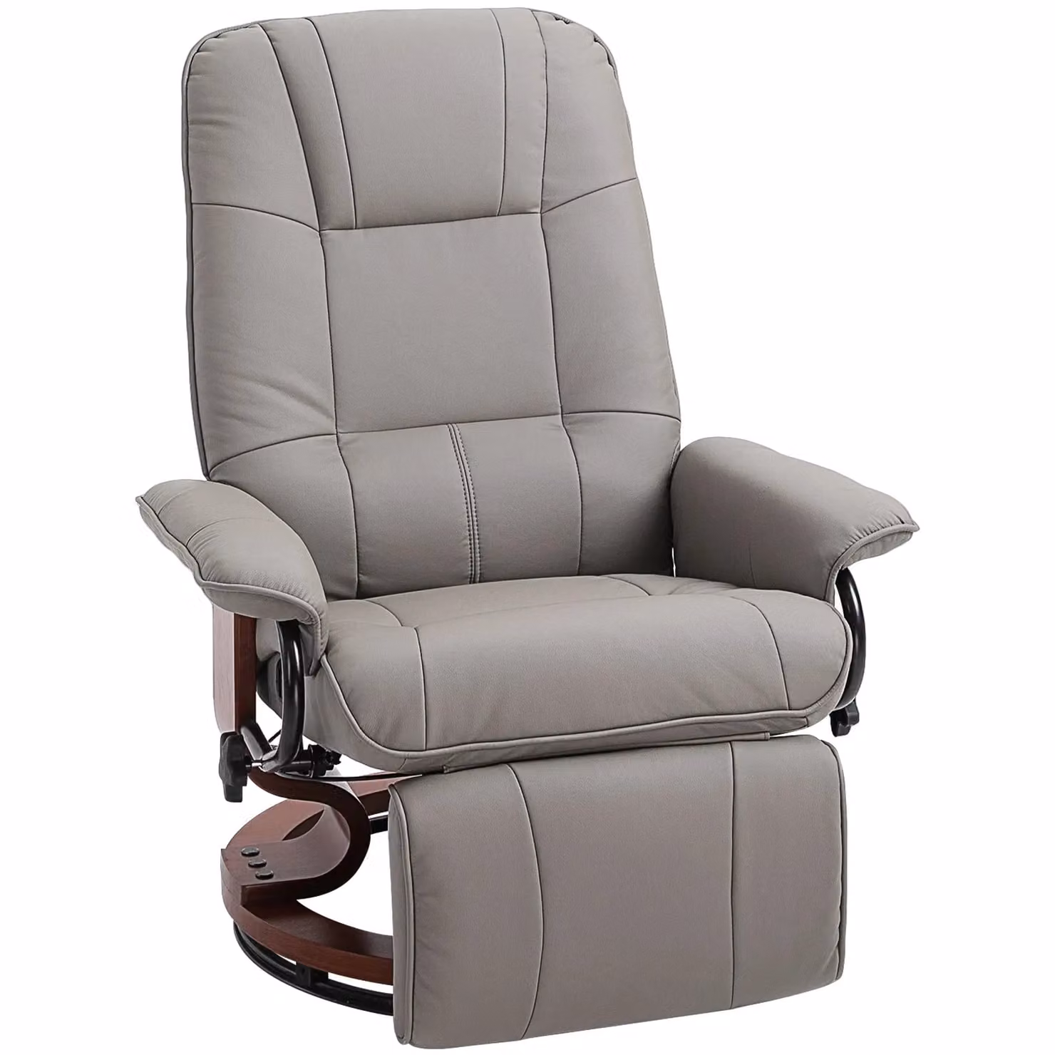 HOMCOM Ergonomic PU Leather Recliner Sofa Chair in Grey with 360 Degree Swivel and Armrests – 2