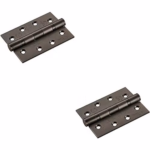 Loops 2 Pair Matt Bronze 13 Ball Bearing Butt Hinges H: 102 mm, W: 76 mm, D: 3 mm – 1