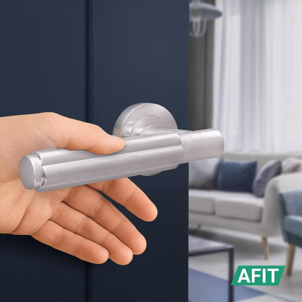 AFIT Satin Nickel Internal Door Handle and Latch Set in Silver with Brushed Aluminium Finish – 4