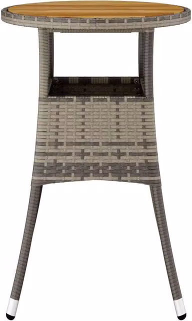Berkfield Home Round Garden Table in Grey Acacia Wood and Poly Rattan, Diameter: 60 cm, Height: 75 cm