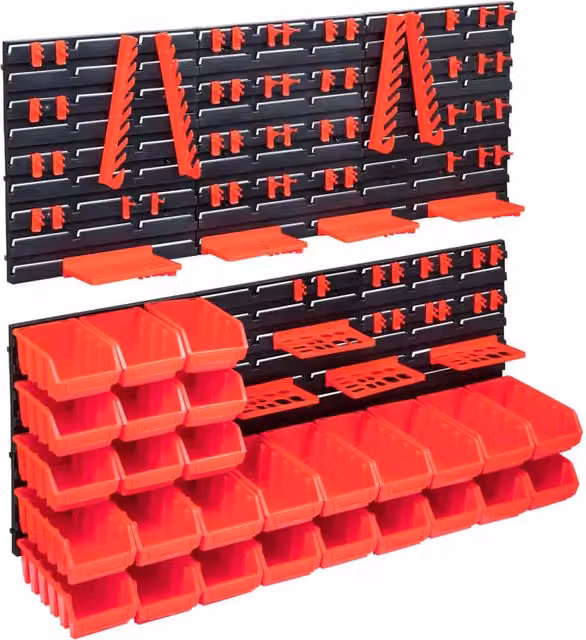 Berkfield Home 103 Piece Storage Bin Kit with Wall Panels in Red and Black