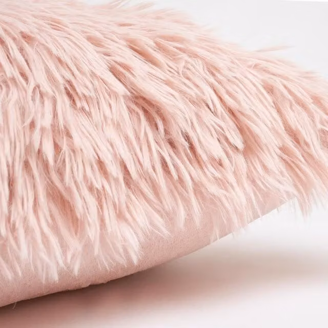 Sienna Home Plain Luxury Faux Mongolian Fur Cushion Covers, Pink, W/D/H: 45.72 x 45.72 x 45.72 cm, Pack of 4