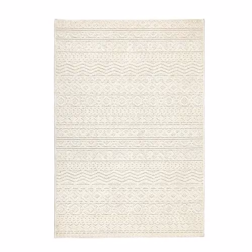 Giza Carpet Beige Striped Boho Rectangular Polyester Kitchen Rug, W/D/H: 120 x 170 cm – 1