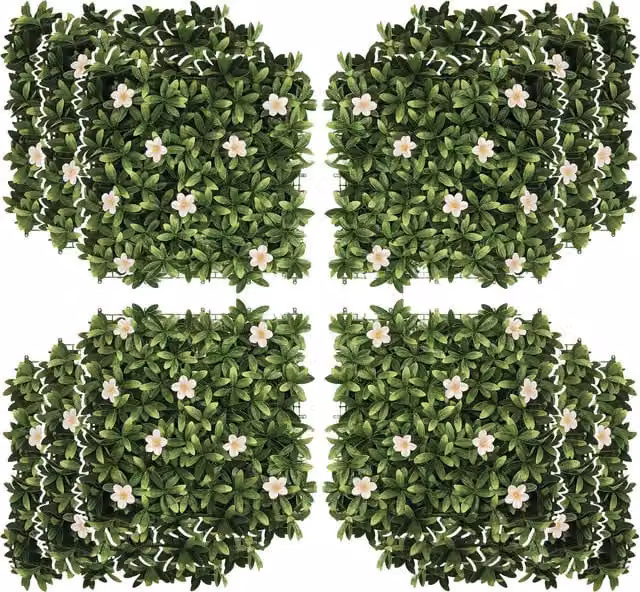 Outsunny 12-Piece Artificial Boxwood Wall Panels, Green Faux Hedge Privacy Fence Screen for Garden and Wall Mounting – 1
