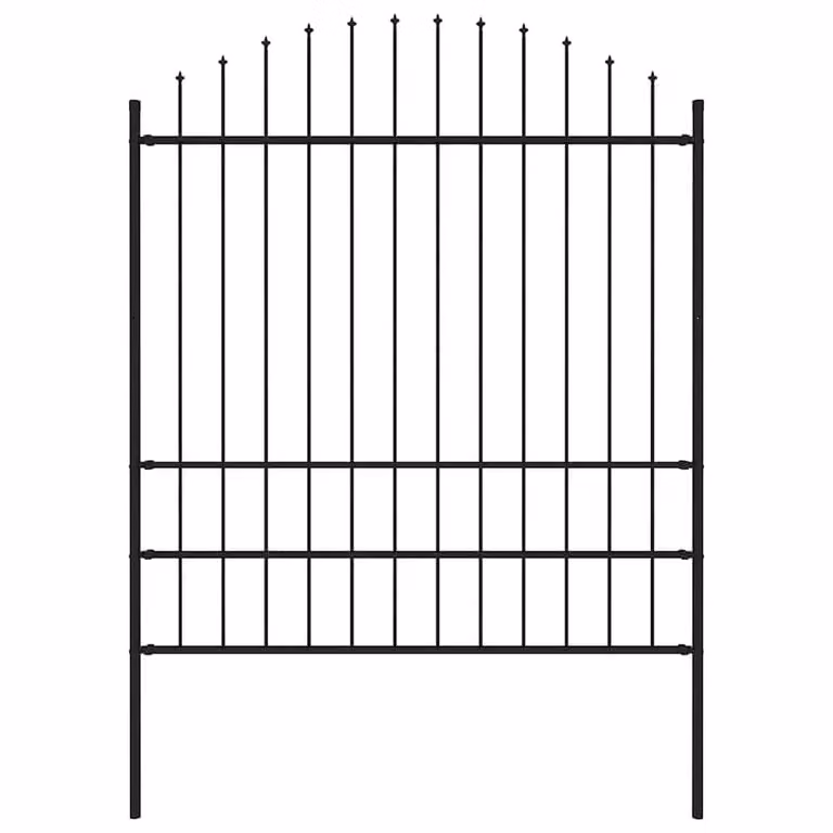 Berkfield Home Durable Steel Garden Fence with Spear Top, Black, H 180 cm x W 250 cm