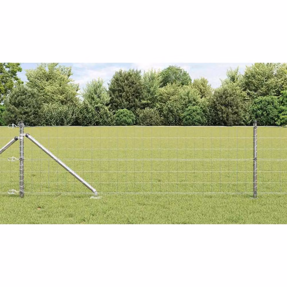 Berkfield Home Versatile Euro Fence in Silver Galvanised Steel with 7 Spike Posts, W: 10 m, H: 0.8 m – 2
