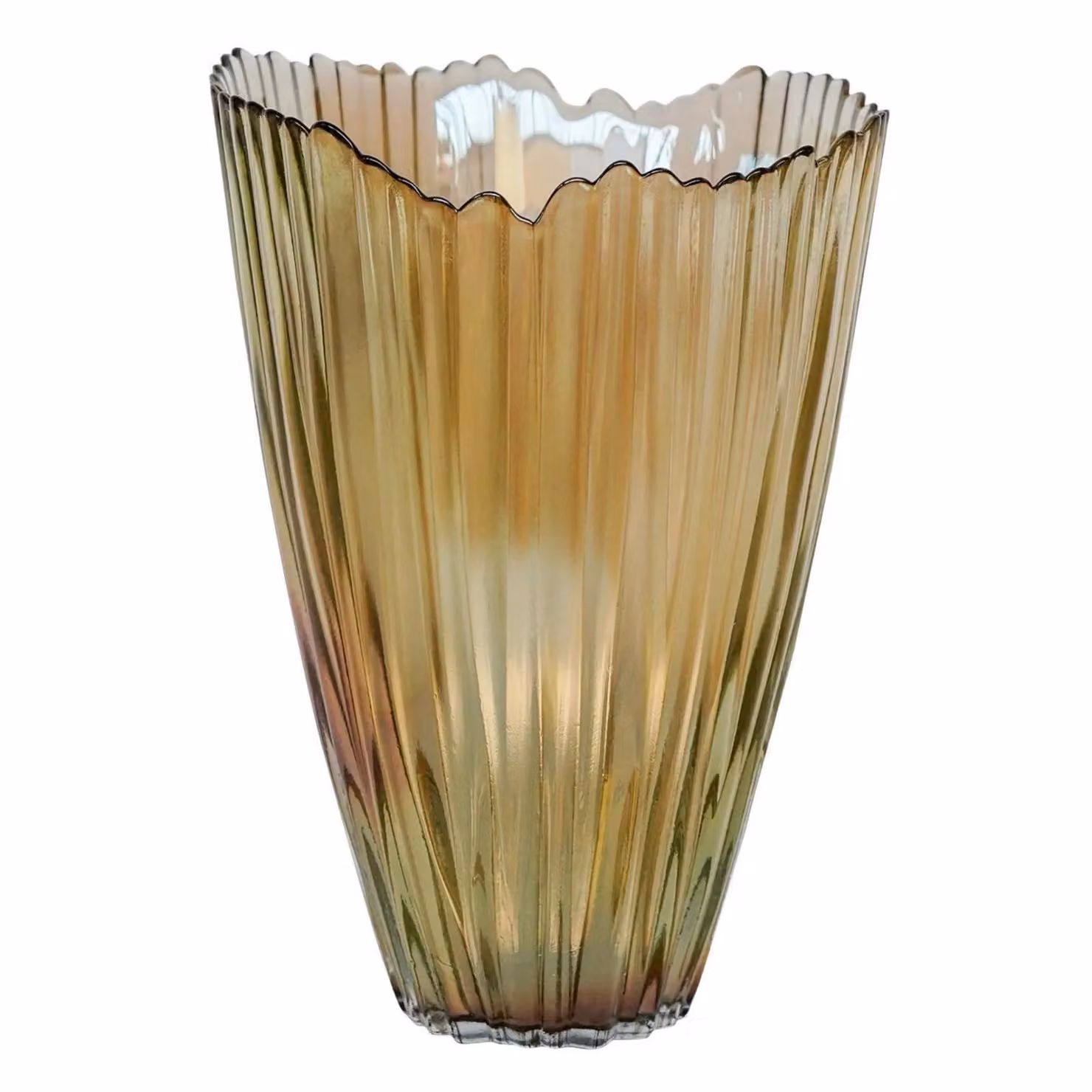 Ivyline Mocha Rippled Glass Vase in Beige, H 25 cm x W 14.5 cm – 3