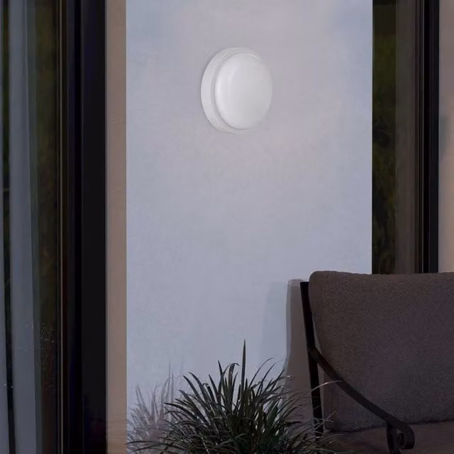 Eglo Boschetto-E Round White Plastic Outdoor Wall and Ceiling Light, Diameter: 17 cm – 1