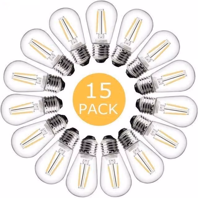 Lighting Legends 15 Pack Warm White Filament LED Drop Bulbs with Transparent Glass