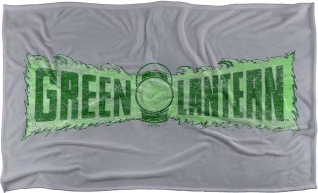 Warner Bros. Green Lantern Flame Logo Super Soft Silky Touch Throw Blanket, Extra Large, Green and Multicolour