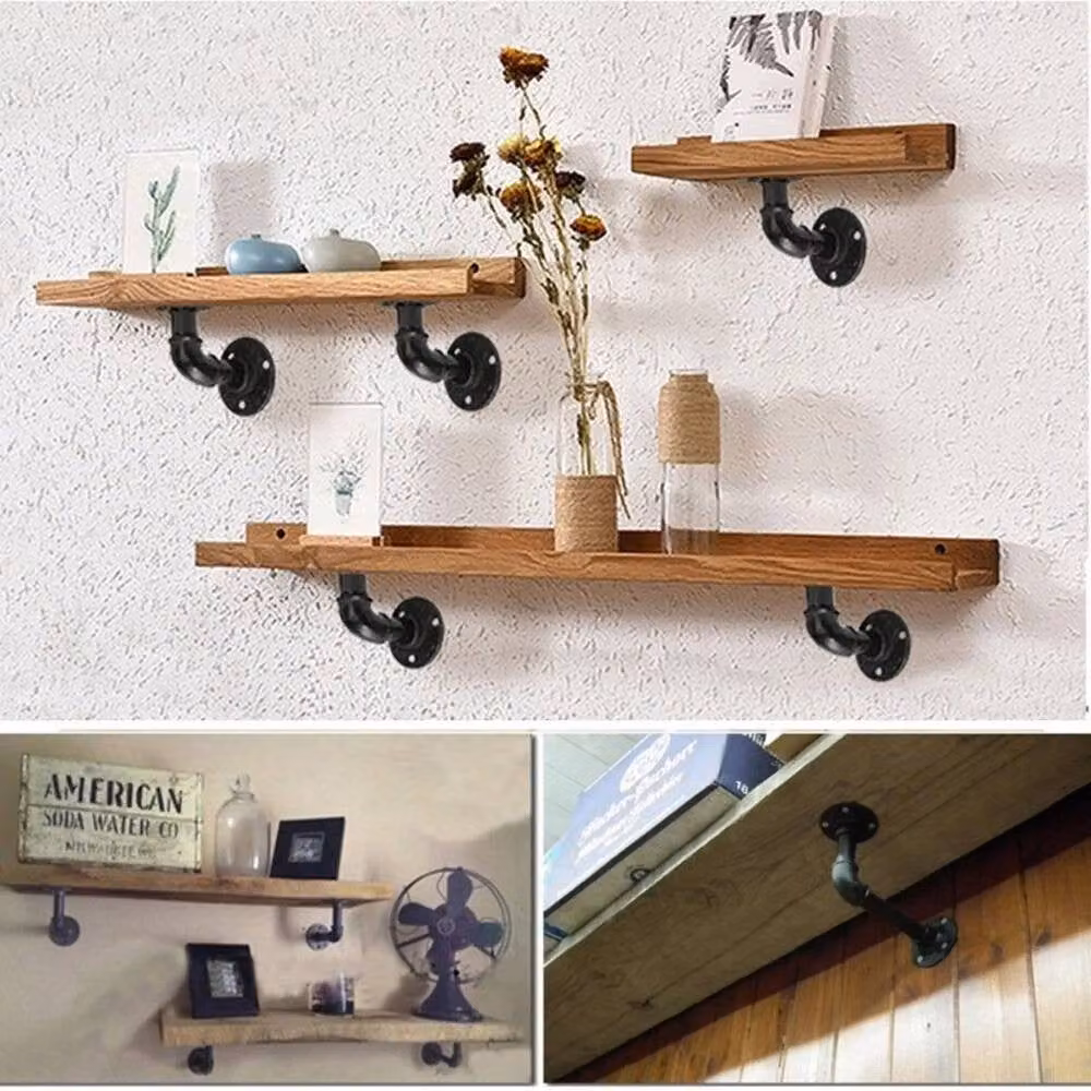 PAWNORA Matt Black Iron Pipe Shelf Bracket, 70 x 70 mm – 2