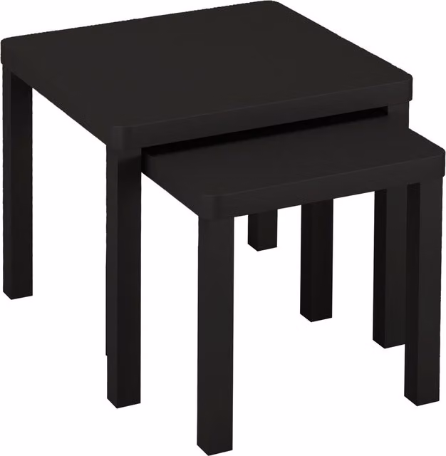 URBNLIVING Set of 2 Square Modern Nesting Coffee Tables in Black