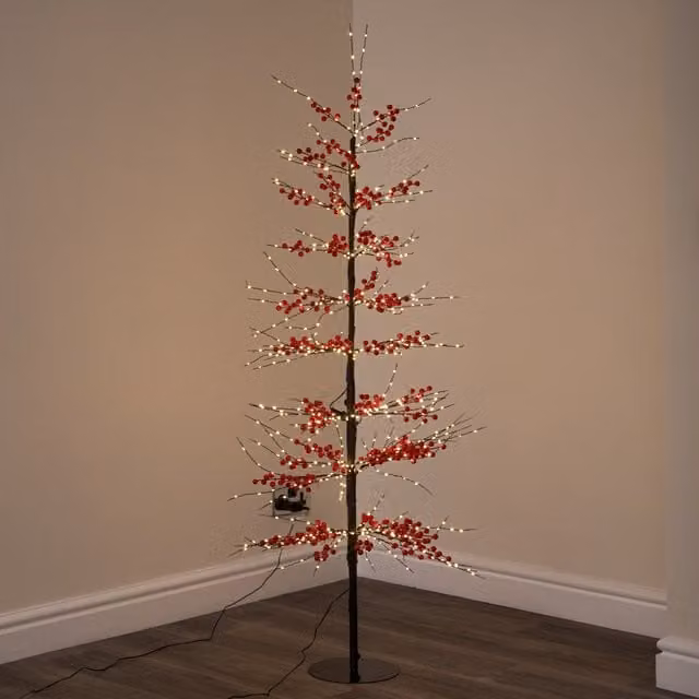 Samuel Alexander 1.5m Light up Red Berry Christmas Tree with 635 Warm White LEDs