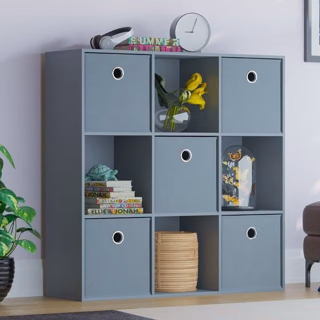 Vida Designs 9 Cube Storage Unit with Back Panel in Grey