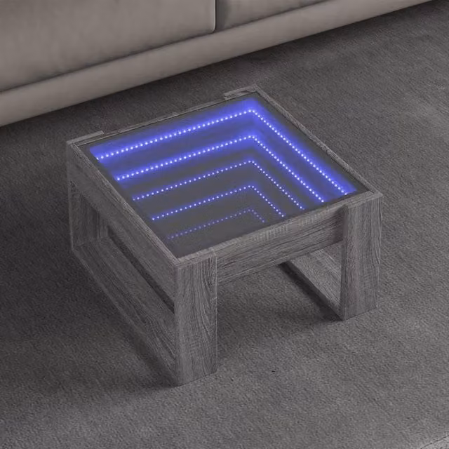 Berkfield Home Infinity LED Coffee Table in Grey Sonoma, W/D/H: 50 x 53 x 30 cm