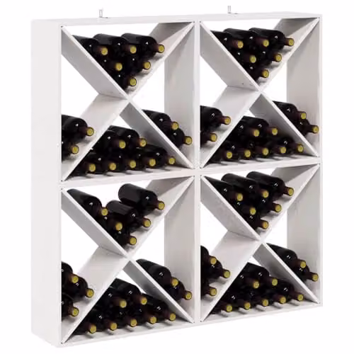 vidaXL White Rustic Solid Pine Wood Wine Rack, W/D/H: 62 x 25 x 62 cm