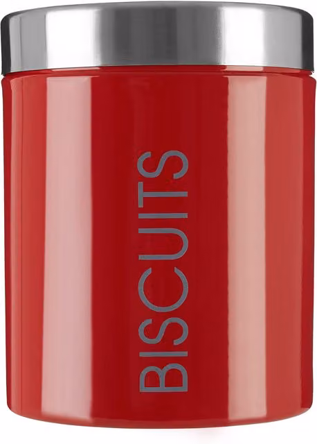 Orsina Maison by Premier Red Enamel Biscuit Canister with Stainless Steel and Silver Accents – 1