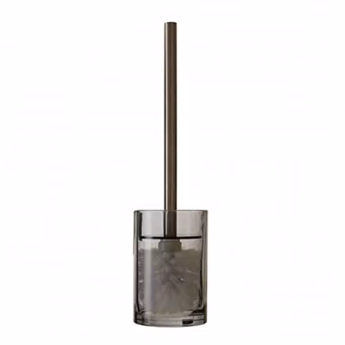 Orsina Ridley Freestanding Toilet Brush and Holder Set in White and Transparent Glass with Stainless Steel – 1
