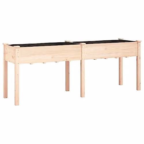 vidaXL Solid Wood Fir Planter with Liner, Natural Brown, W: 203 cm, D: 53 cm, H: 76 cm – 1
