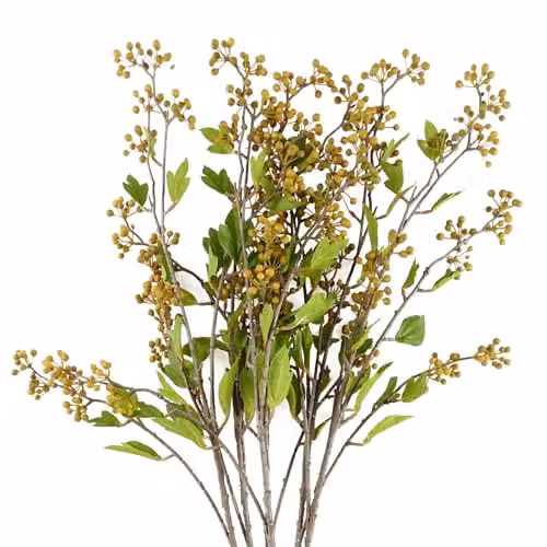 Yellow and Green Leaf Design Artificial Textile Flowers – 1