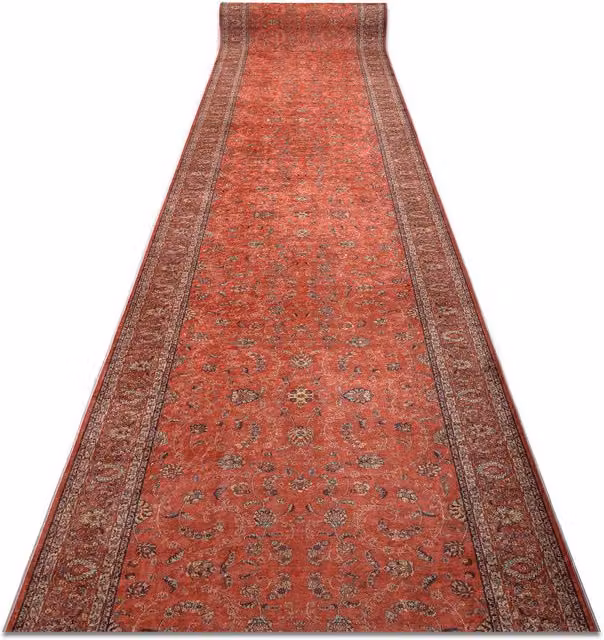 RugsX Red Lotus Anti-Slip Oriental Runner, W: 60 cm, L: 270 cm