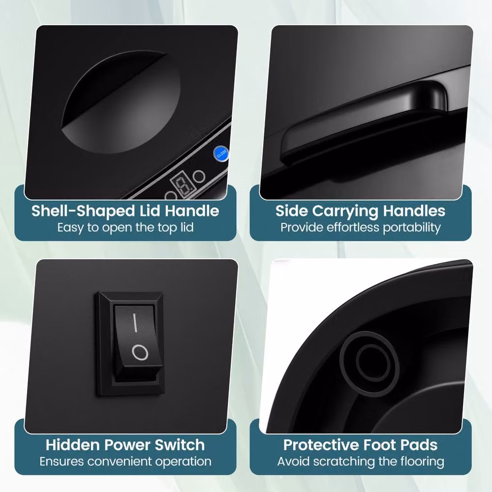 Costway 68L Infrared Motion Sensor Garbage Can with Dual-Zone Design and Soft-Close Lid in Black – 9